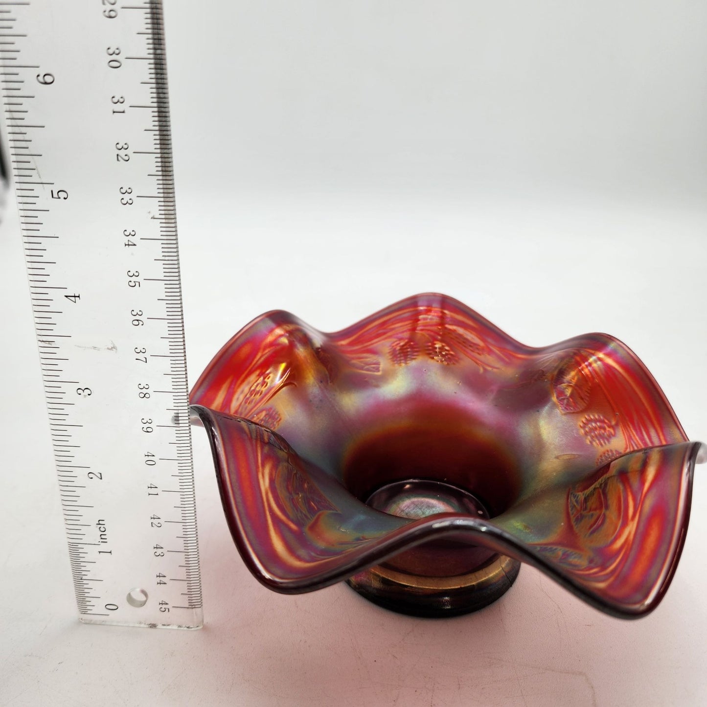 Fenton Blackberry Spray Carnival Glass Hat Bowl