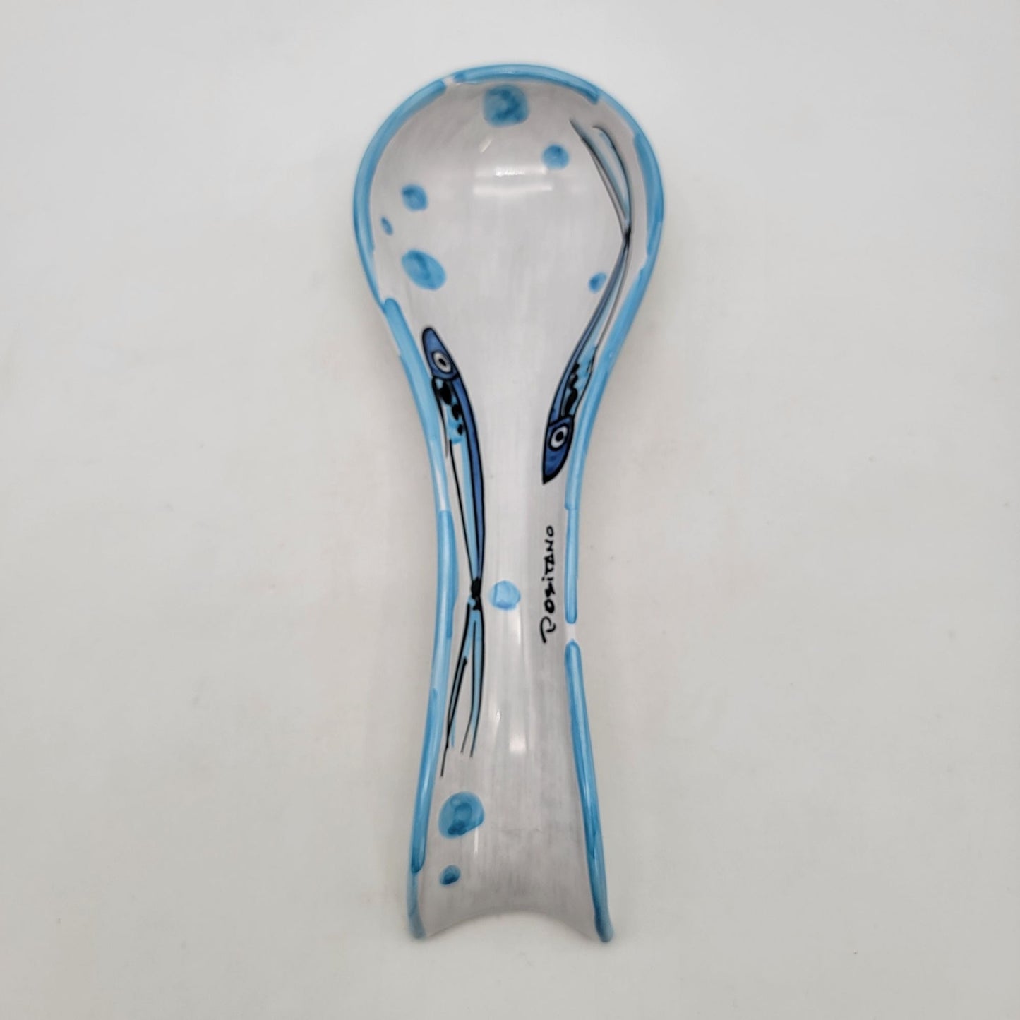 Handcrafted Italian Signed Positano Fish Design Art Pottery Spoon Rest