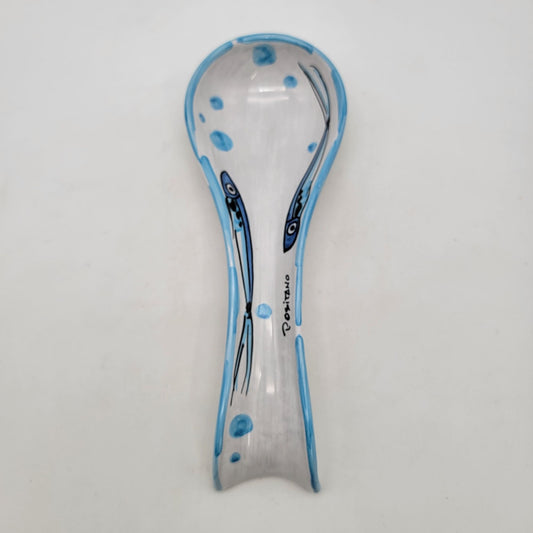 Handcrafted Italian Signed Positano Fish Design Art Pottery Spoon Rest