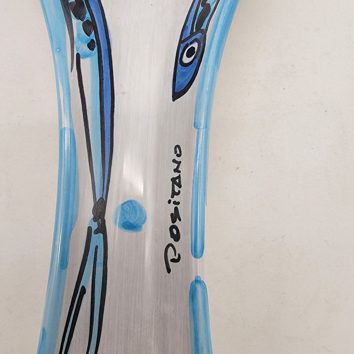 Handcrafted Italian Signed Positano Fish Design Art Pottery Spoon Rest