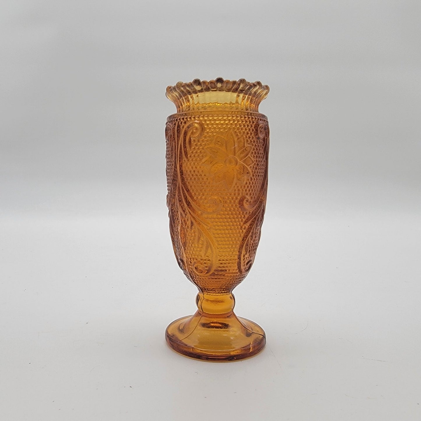 Tiara Amber Sandwich Glass Miniature Vase