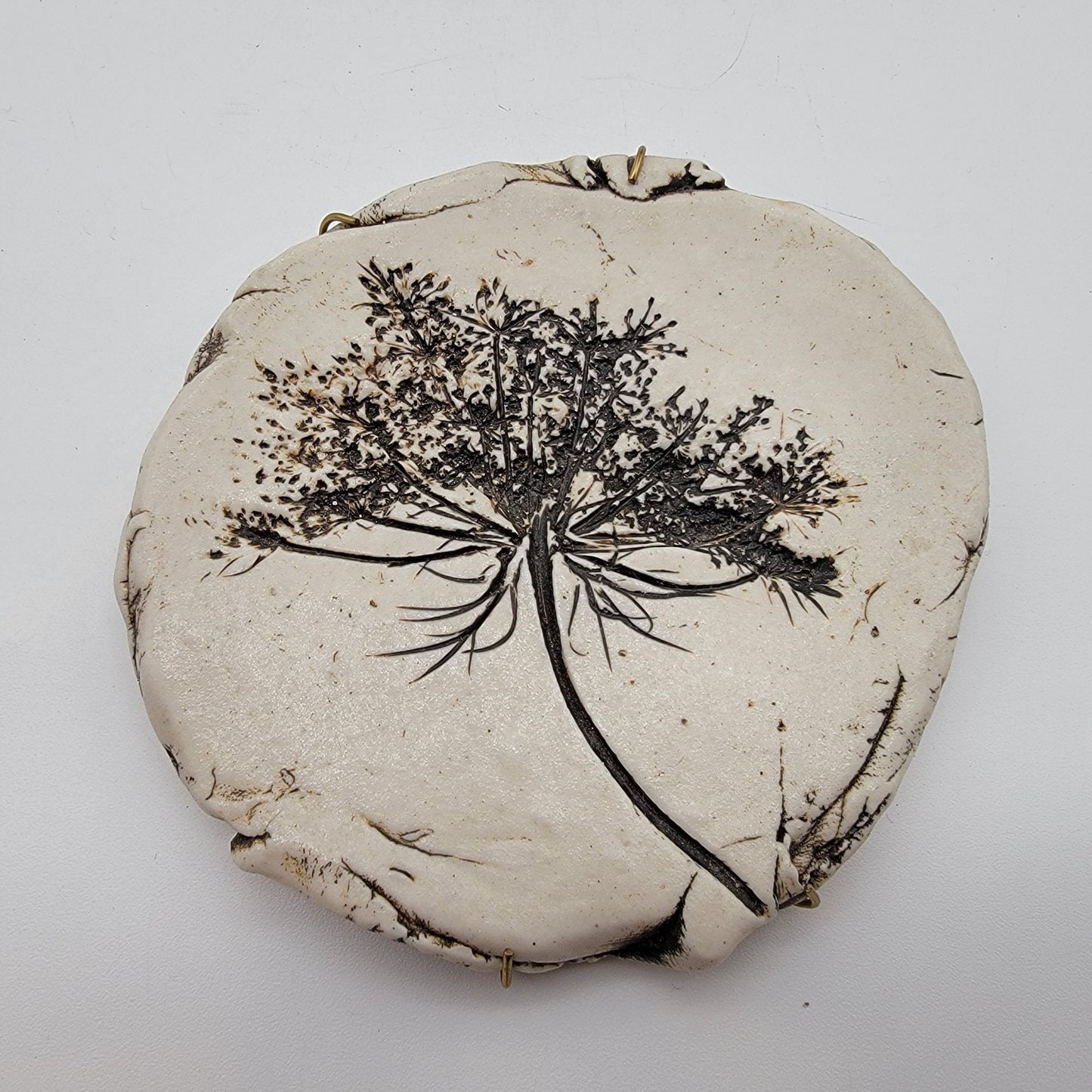 Queen Annes Lace Botanical Imprint Pottery Wall Art