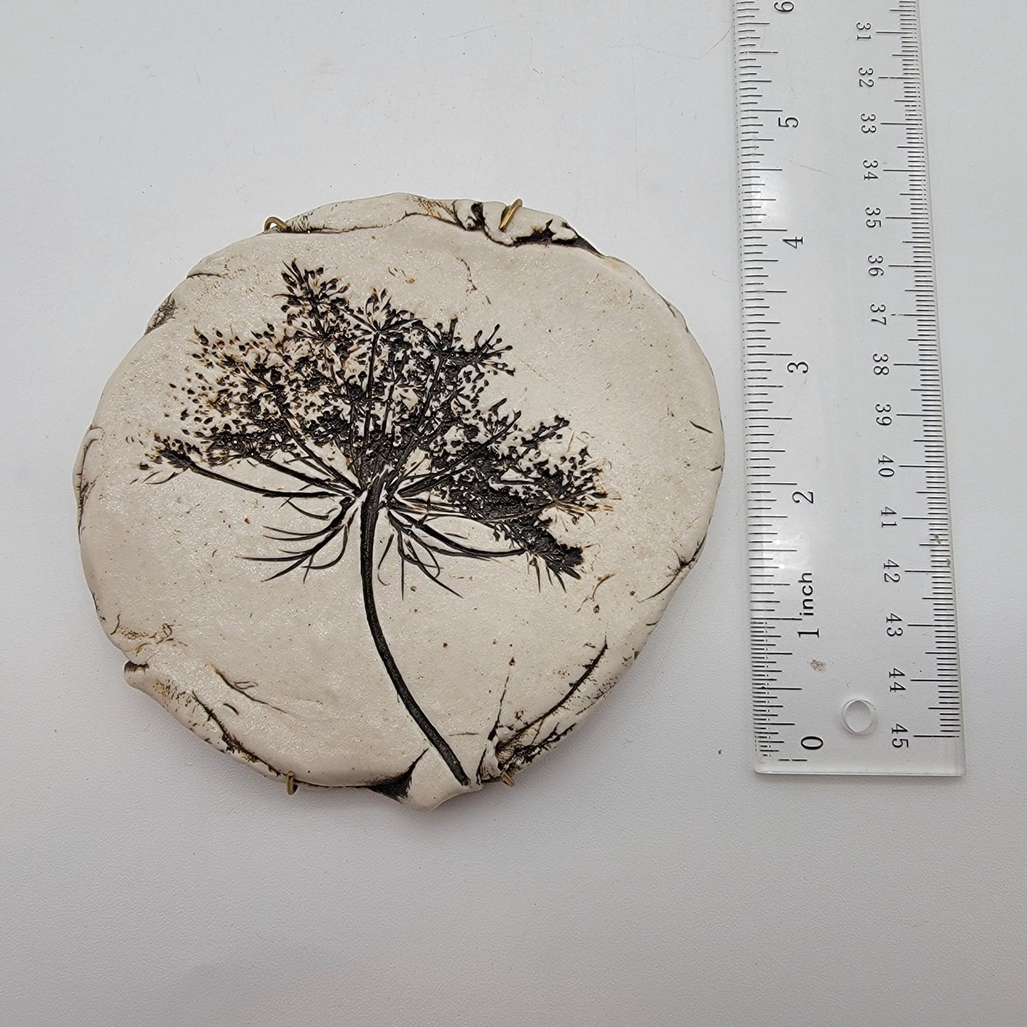 Queen Annes Lace Botanical Imprint Pottery Wall Art