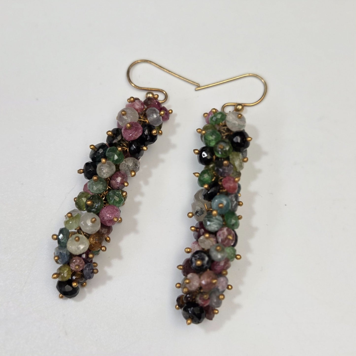 Multi-Tourmaline Gemstone Rondelle Beaded Earrings & Necklace Set