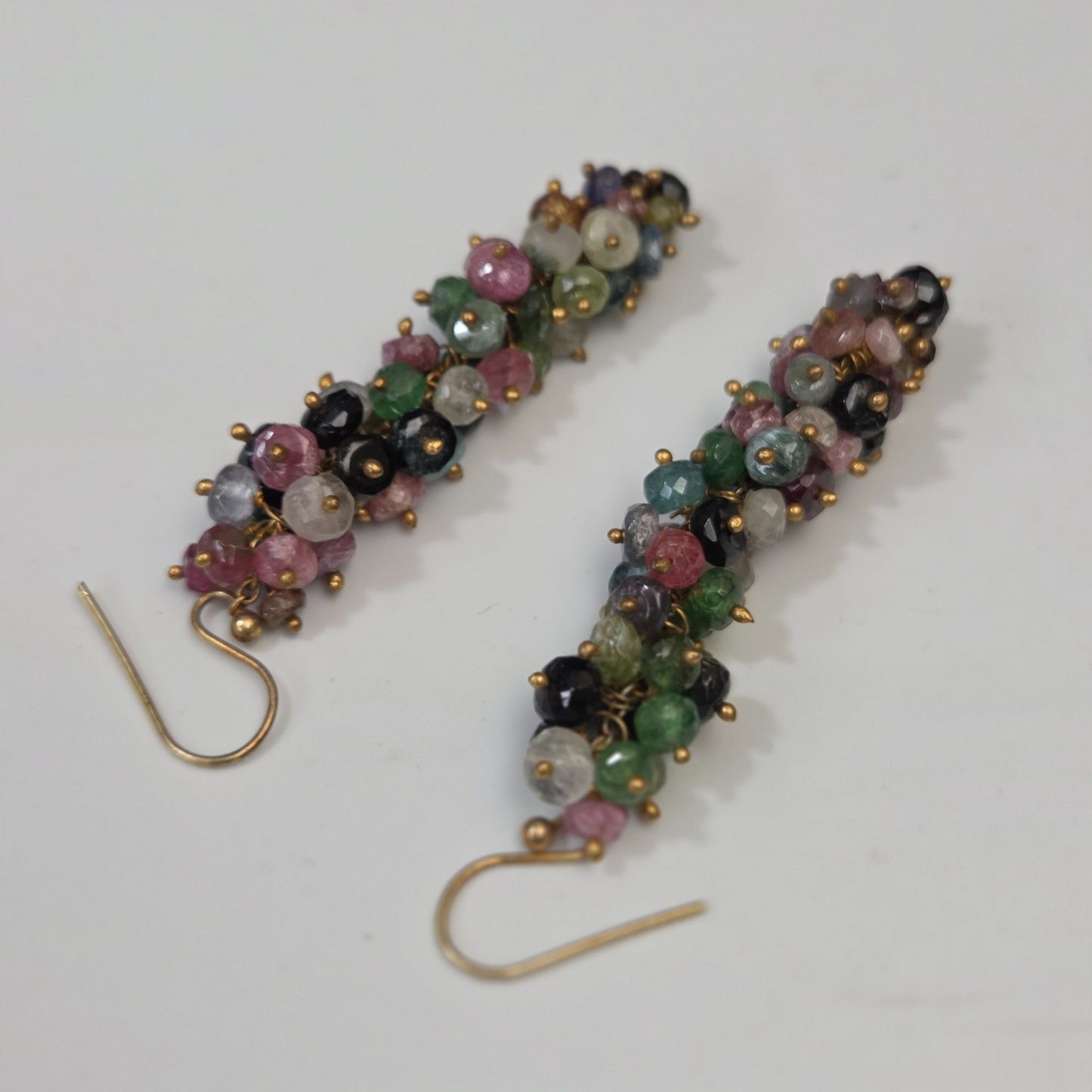 Multi-Tourmaline Gemstone Rondelle Beaded Earrings & Necklace Set