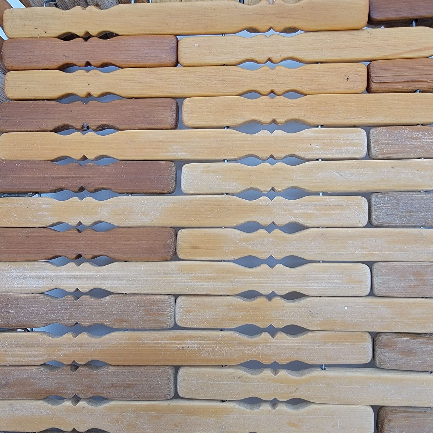 Vintage Bamboo Wood Bead Fruit Basket Square