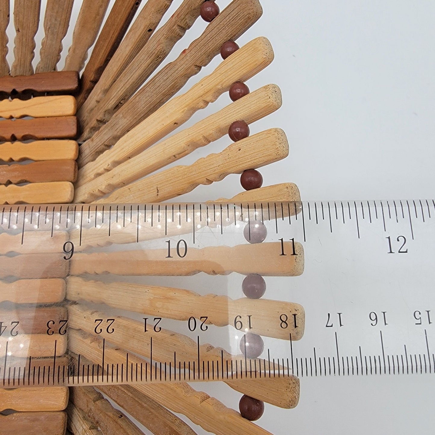 Vintage Bamboo Wood Bead Fruit Basket Square