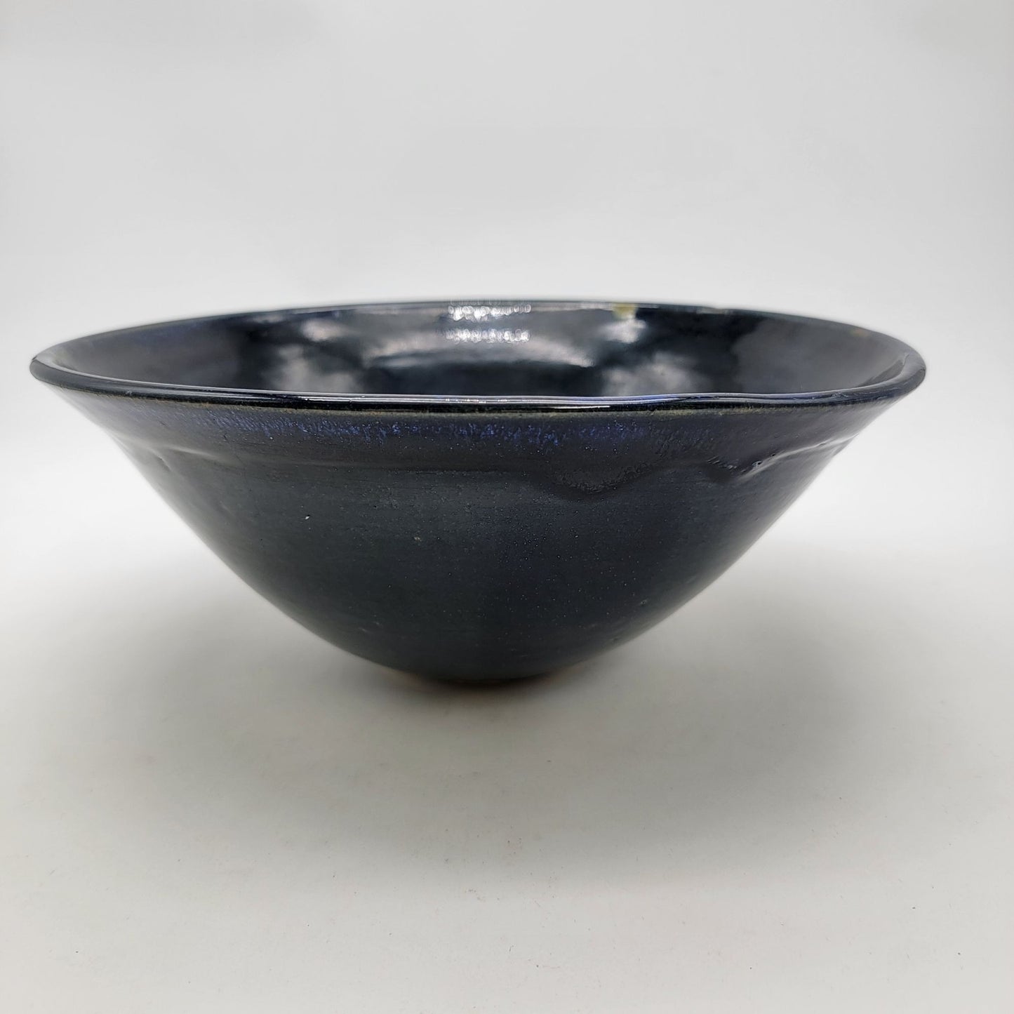 Vintage Signed Art Pottery Bowl By Evan Goldstein Unique Blue Black Glaze
