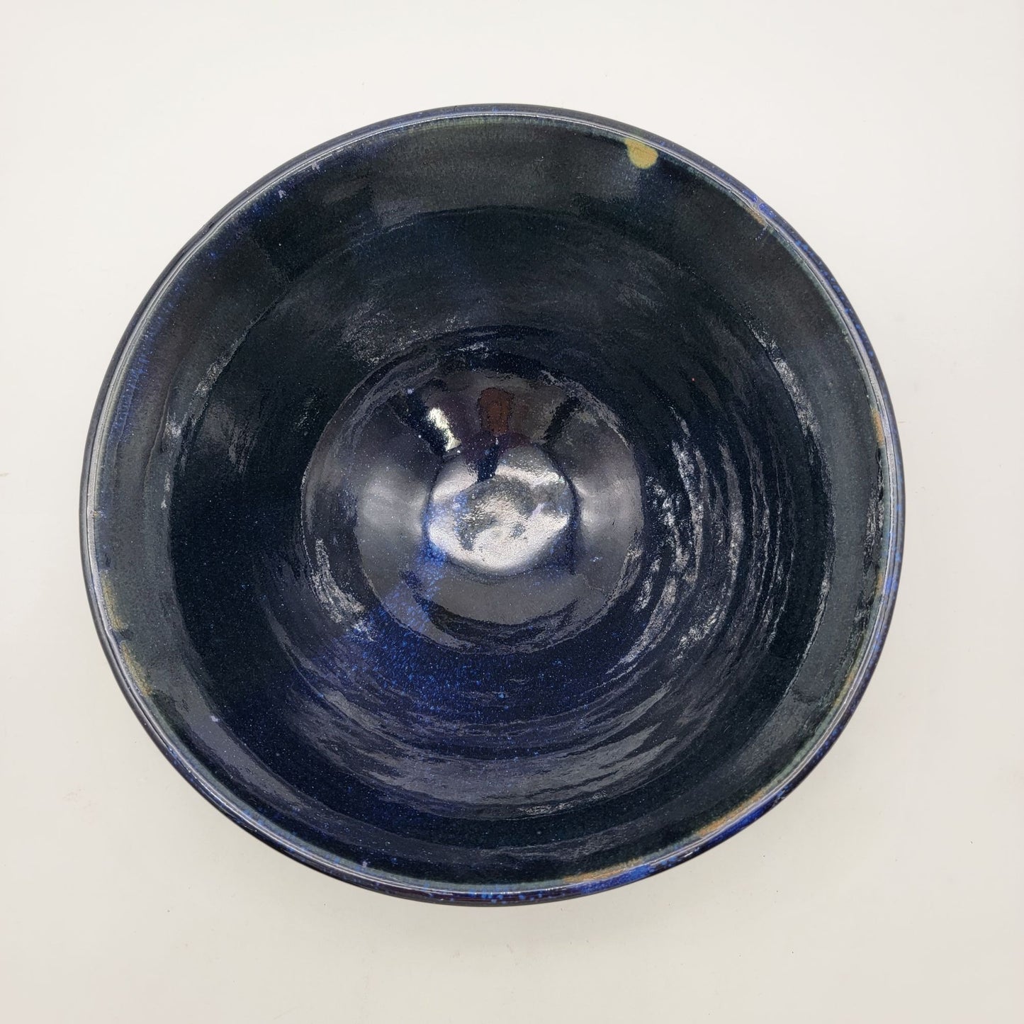Vintage Signed Art Pottery Bowl By Evan Goldstein Unique Blue Black Glaze