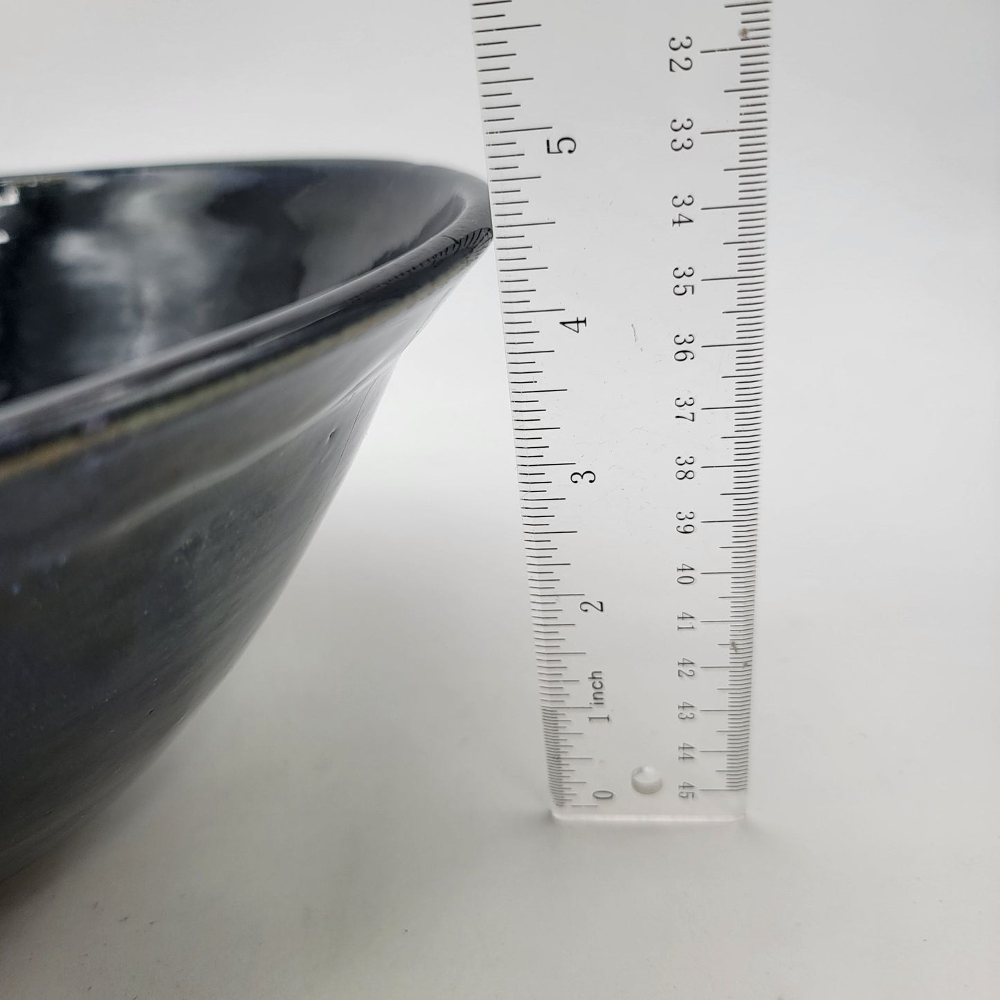 Vintage Signed Art Pottery Bowl By Evan Goldstein Unique Blue Black Glaze