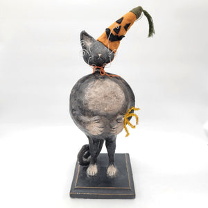 Vintage 2002 Folk Art Cat Sculpture by Sharon Andrews