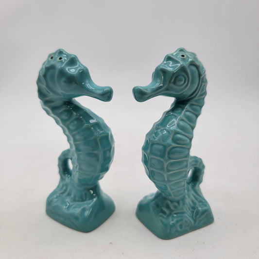 Blue Seahorse Salt & Pepper Shakers - Coastal Table Decor
