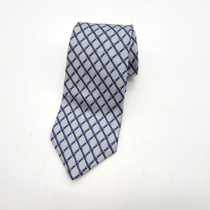 Vintage Givenchy Gentlemen 100% Silk Tie Navy & Blue Chain Link Motif