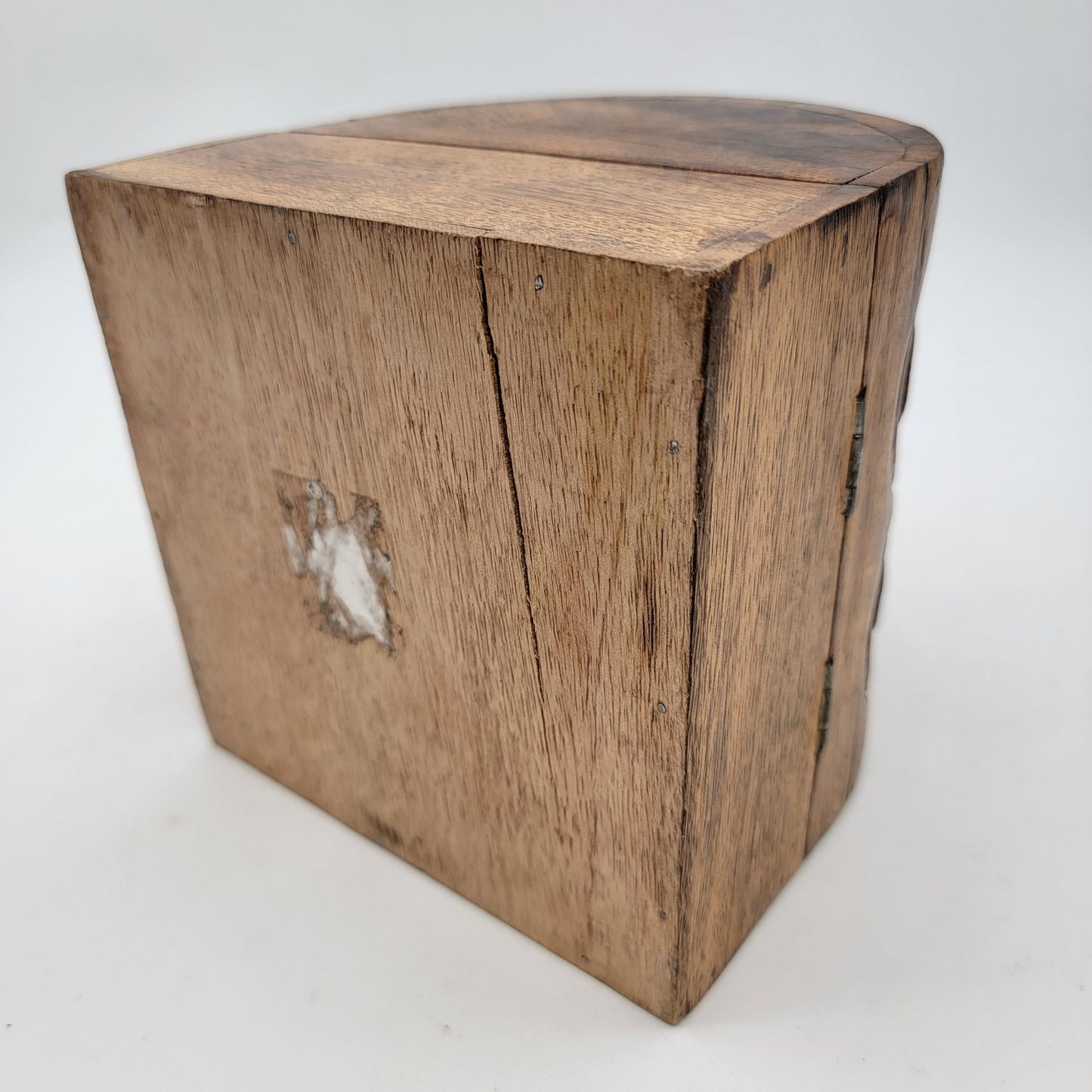 Vintage Hand-Carved Wooden Jewelry Box With Hinged Lid