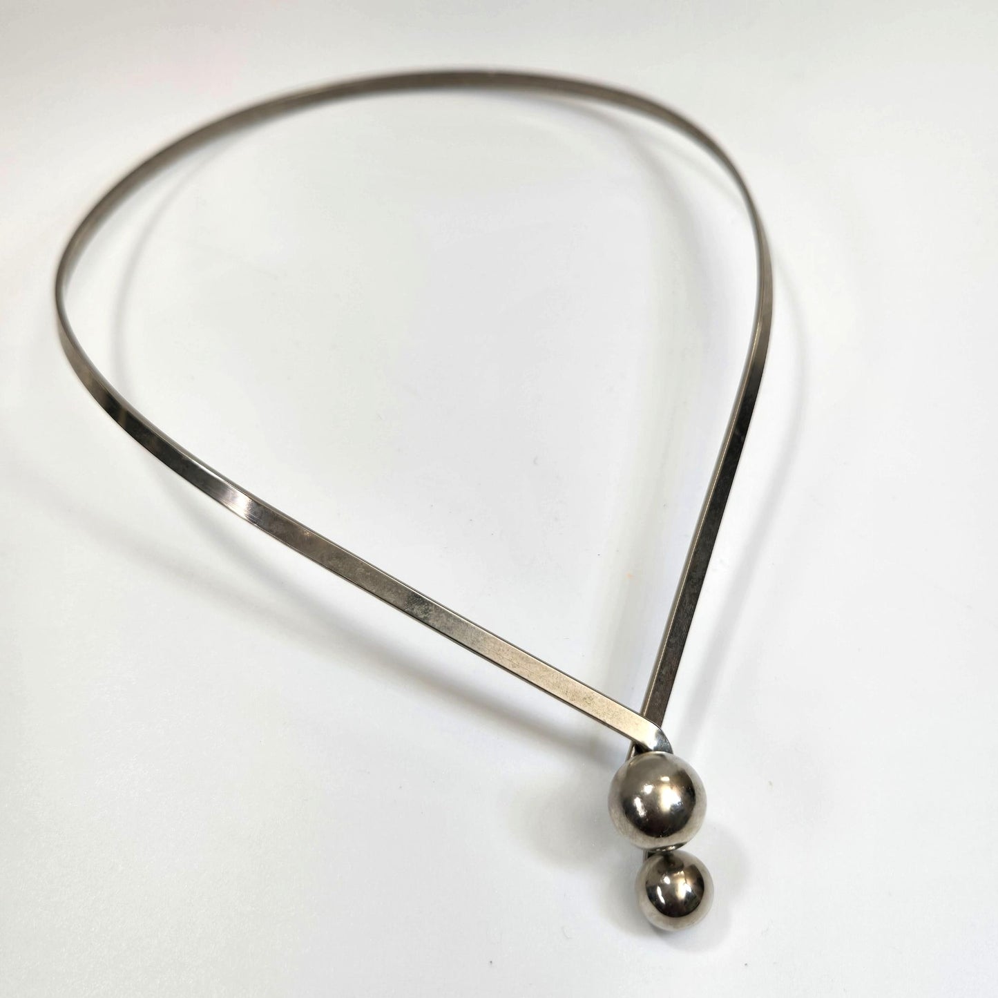 Vintage Silver Tone Torque Necklace With Ball Ends