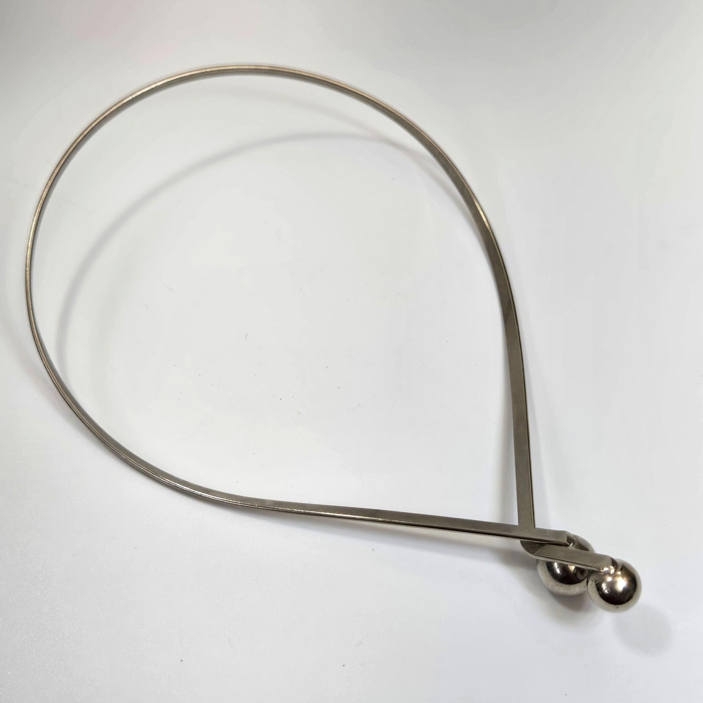 Vintage Silver Tone Torque Necklace With Ball Ends