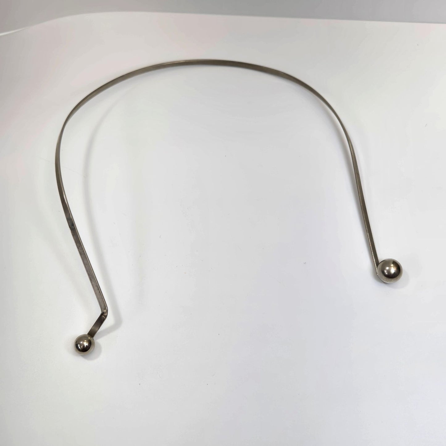 Vintage Silver Tone Torque Necklace With Ball Ends