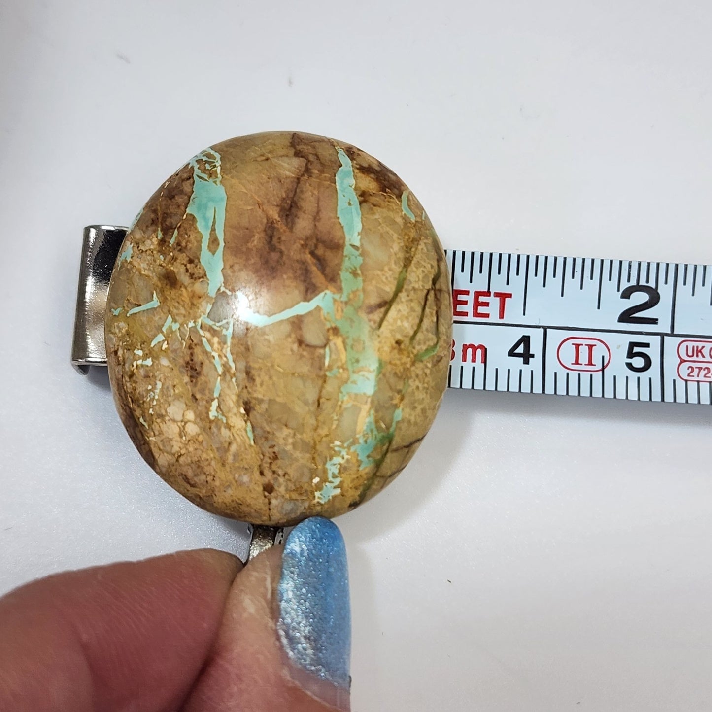 Artisan Royston Turquoise Gemstone Pendant With Silver Tone Bail