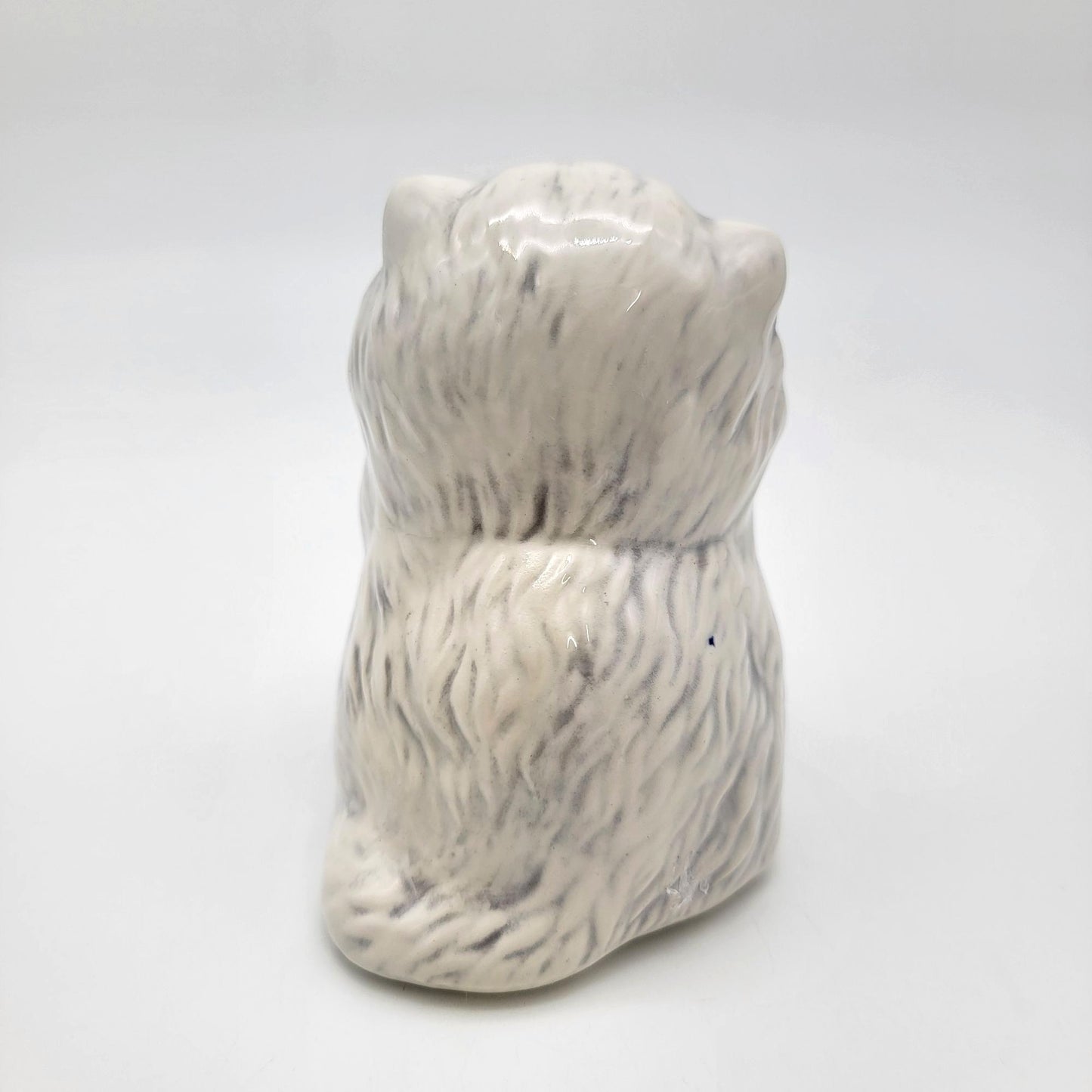Hand-Painted White Persian Cat Figurine Blue Eyes