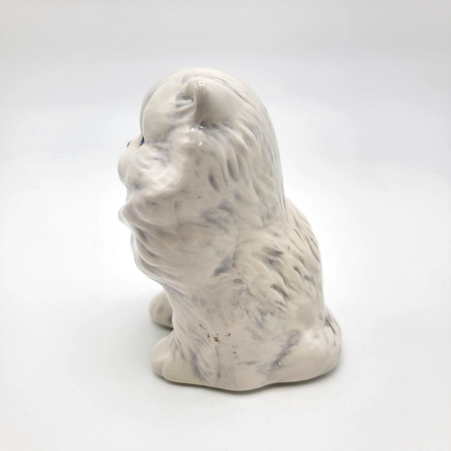 Hand-Painted White Persian Cat Figurine Blue Eyes