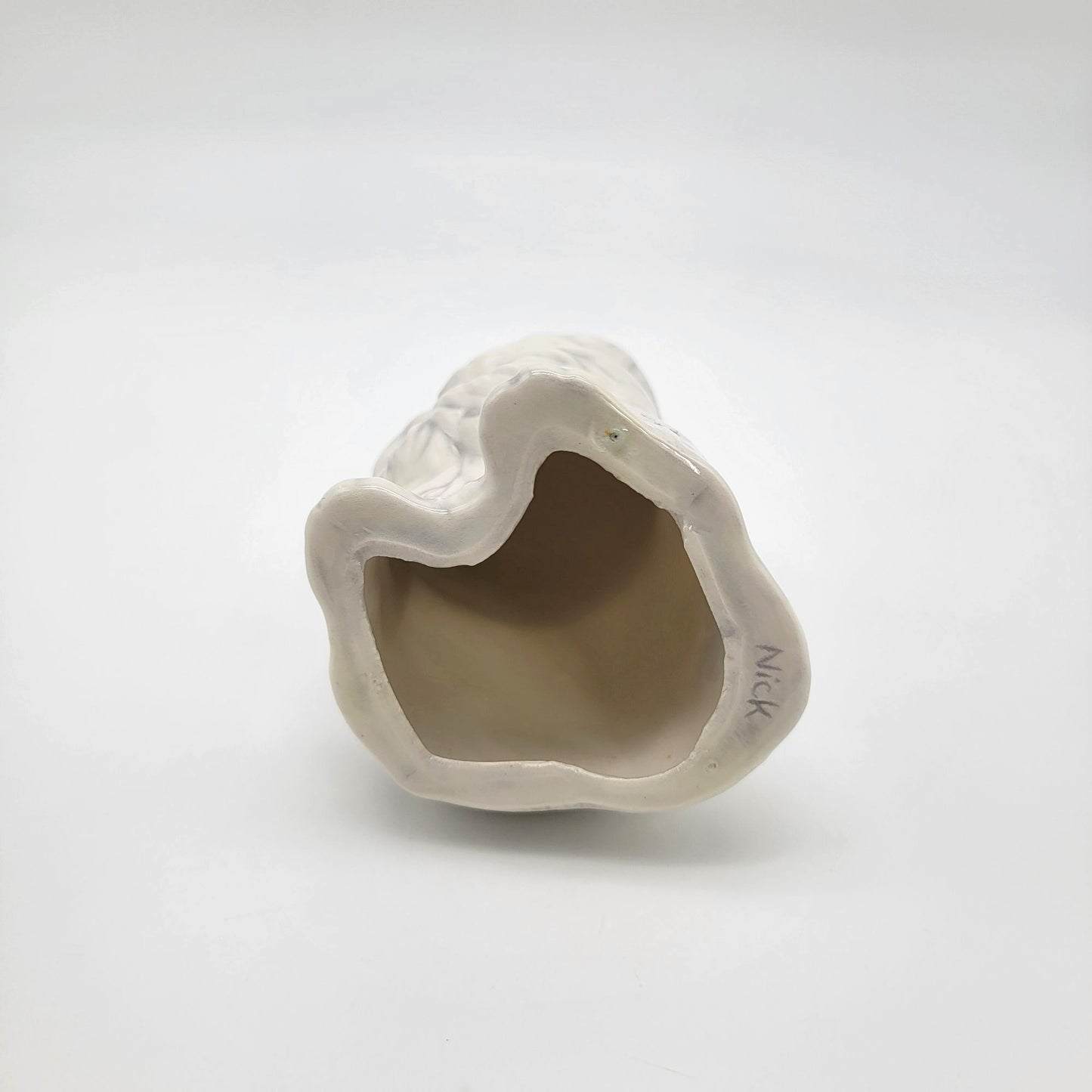 Hand-Painted White Persian Cat Figurine Blue Eyes