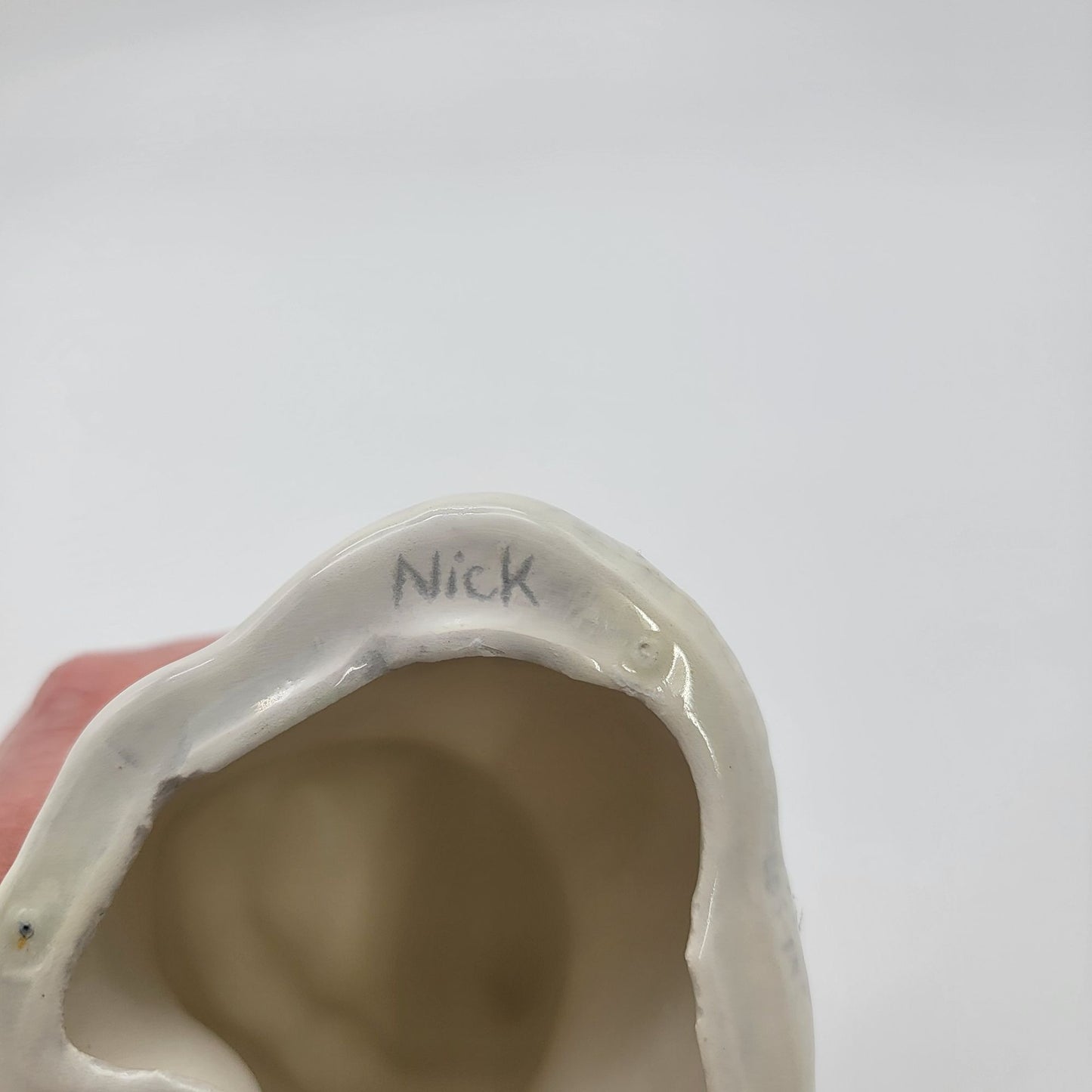 Hand-Painted White Persian Cat Figurine Blue Eyes