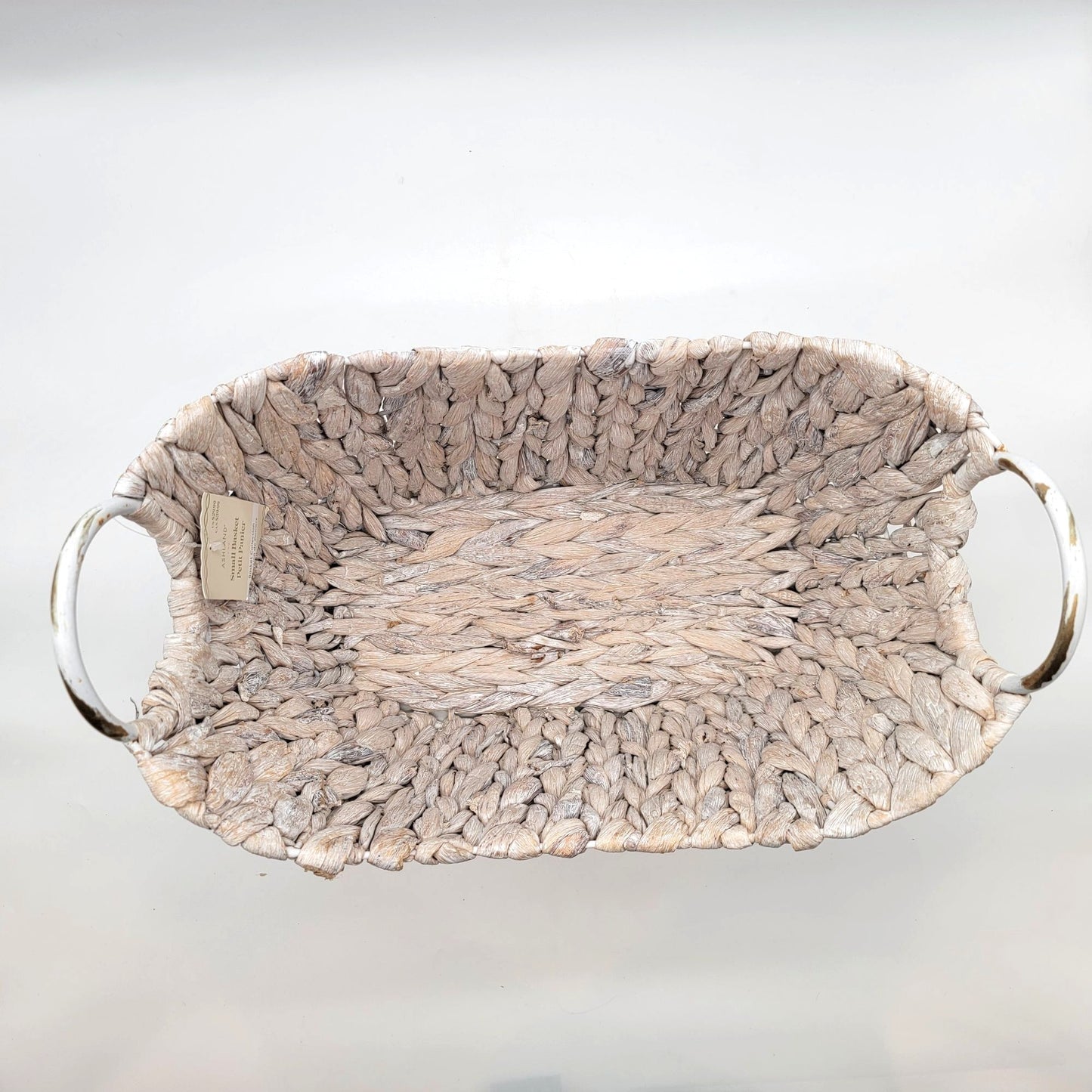 Natural Whitewashed Woven Basket With Handles