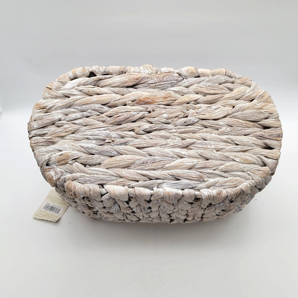 Natural Whitewashed Woven Basket With Handles