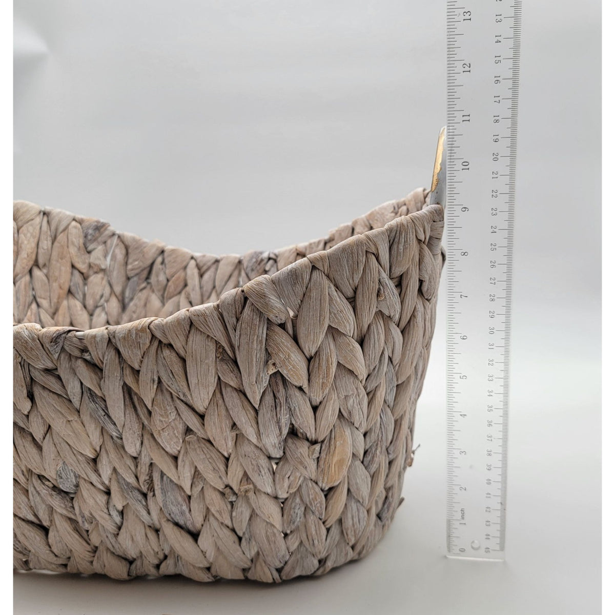Natural Whitewashed Woven Basket With Handles