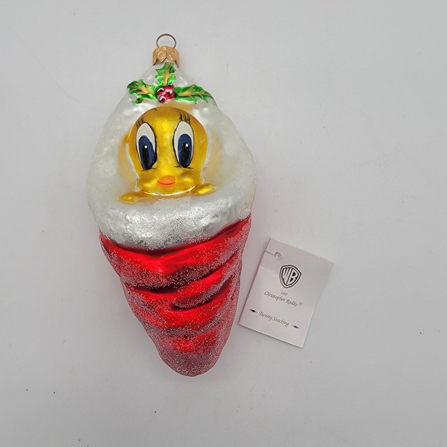1997 Christopher Radko Tweety & Sylvester Glass Ornaments Warner Bros Studio Store