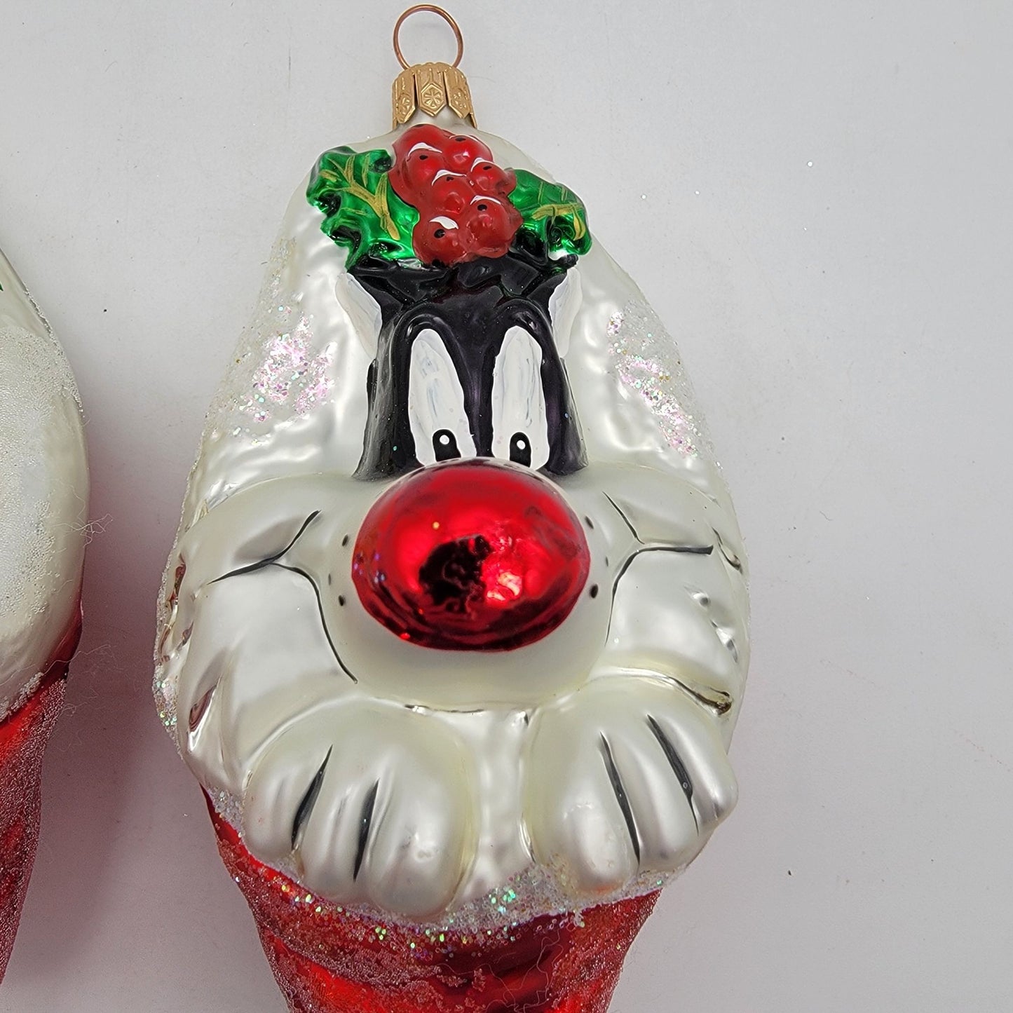1997 Christopher Radko Tweety & Sylvester Glass Ornaments Warner Bros Studio Store