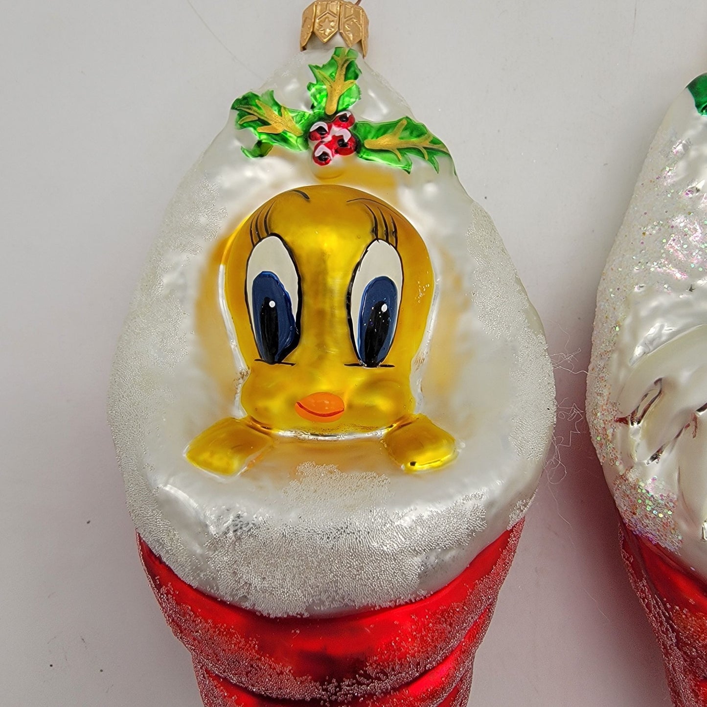 1997 Christopher Radko Tweety & Sylvester Glass Ornaments Warner Bros Studio Store