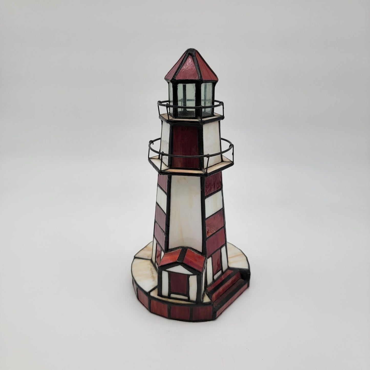 Stained Glass Lighthouse Lamp No Cord