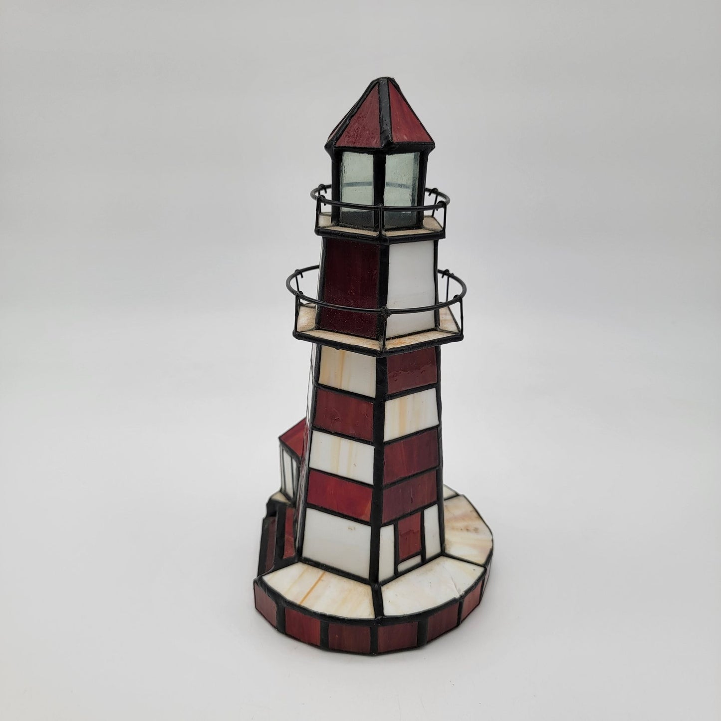 Stained Glass Lighthouse Lamp No Cord