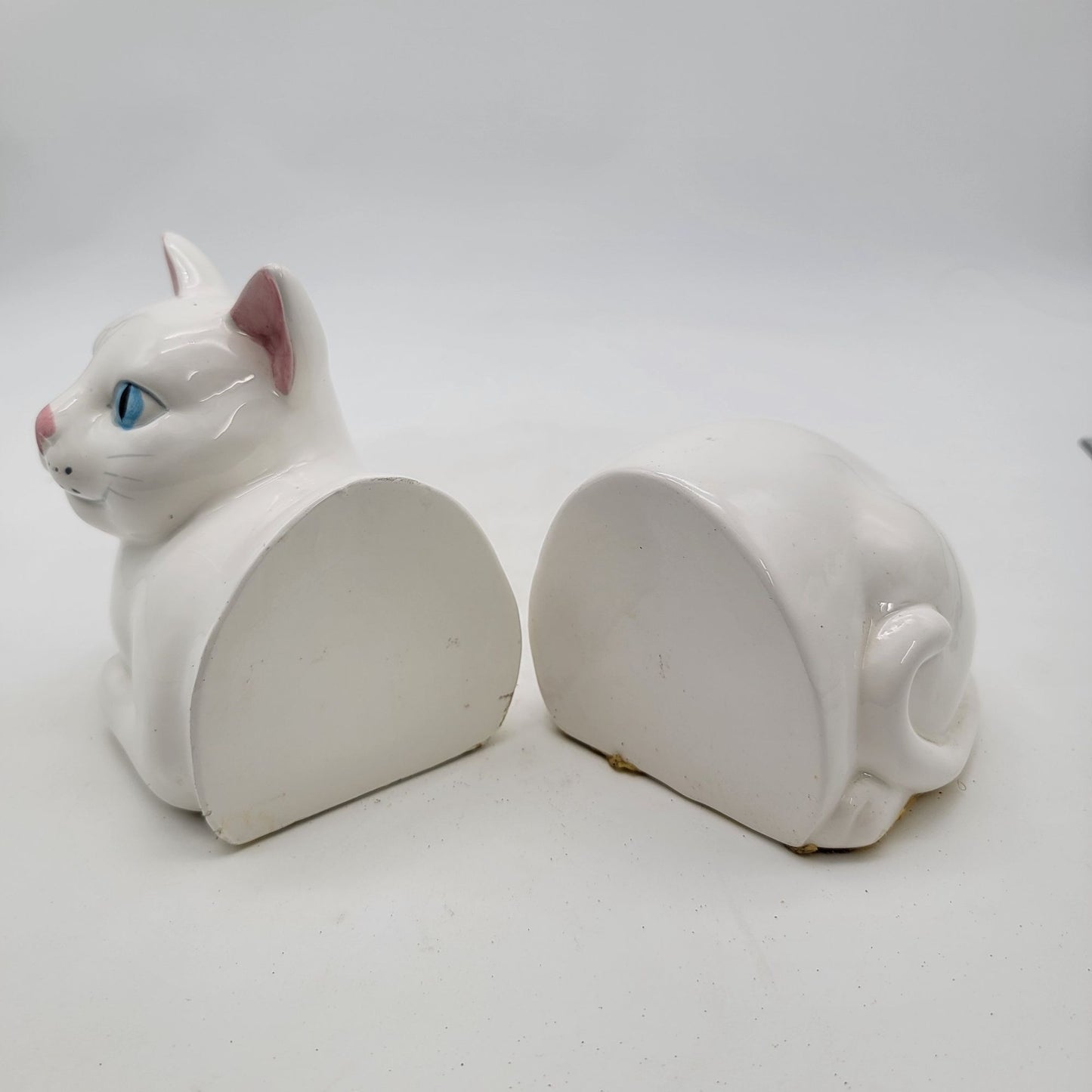 Vintage White Cat Bookends