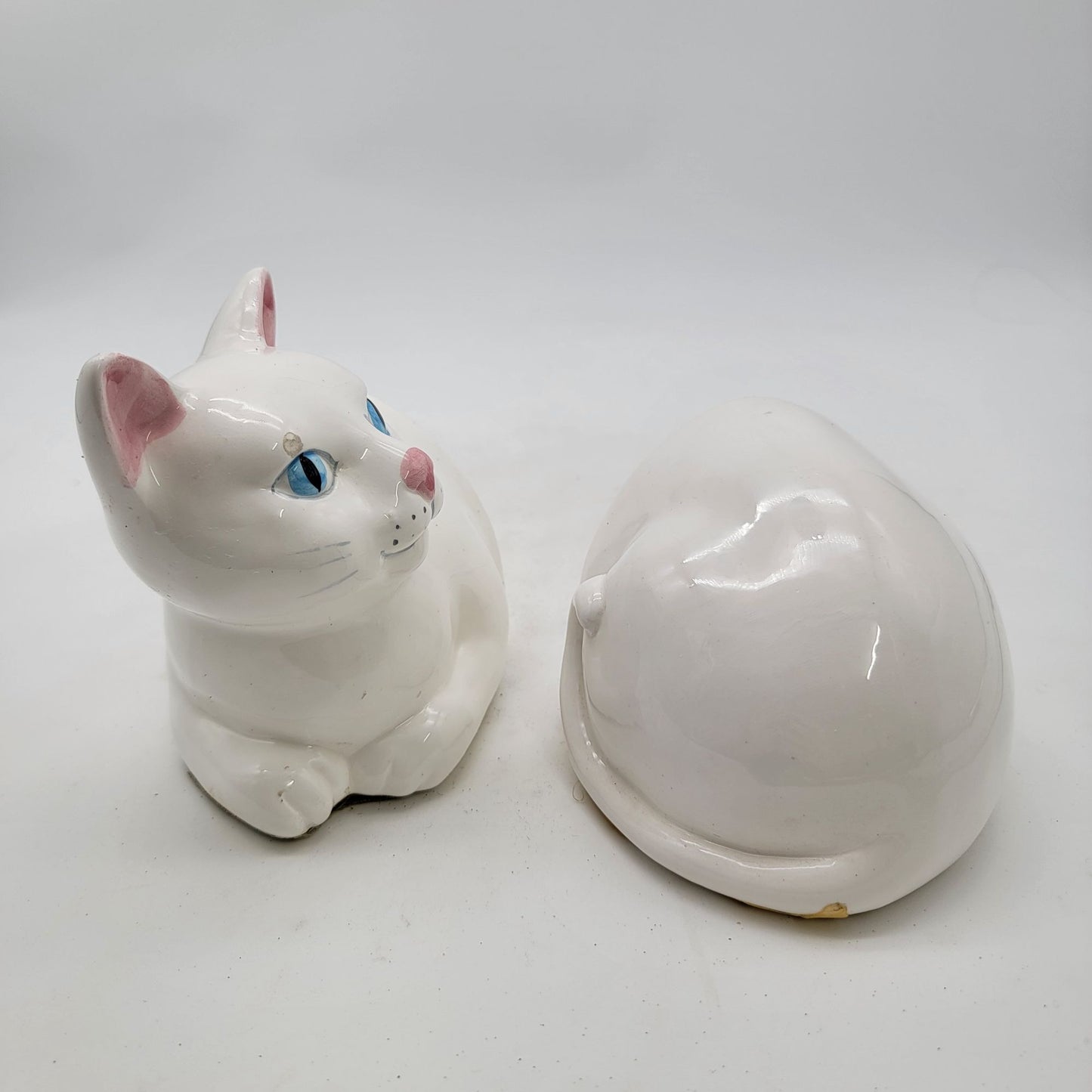 Vintage White Cat Bookends
