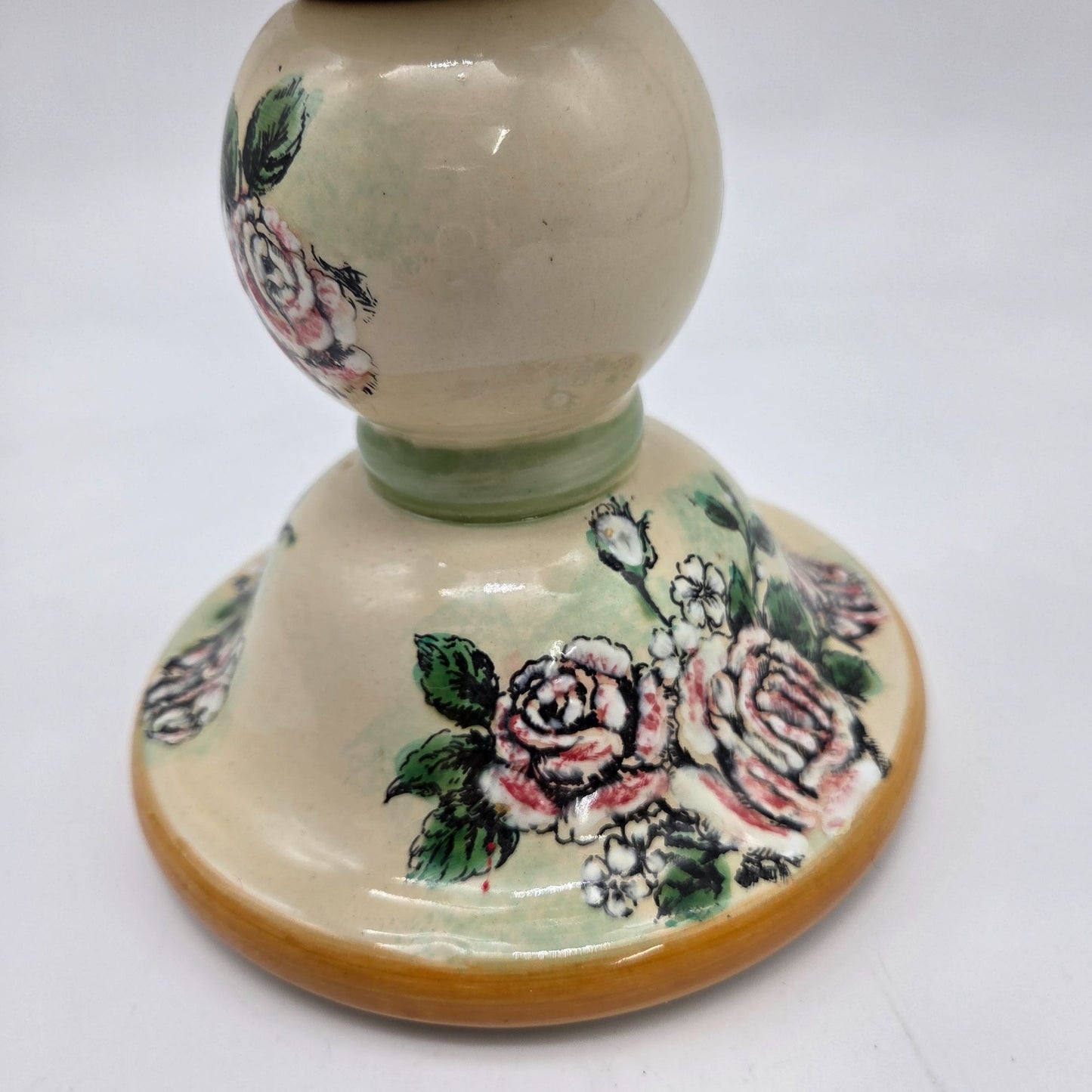 Vintage Large Hand-Painted 4-Arm Candelabra Floral