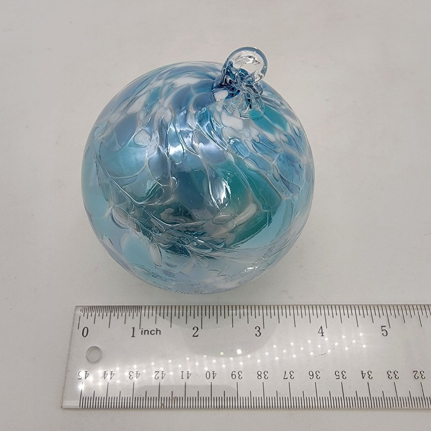 Handcrafted Anwas Art Glass Ornament Blue