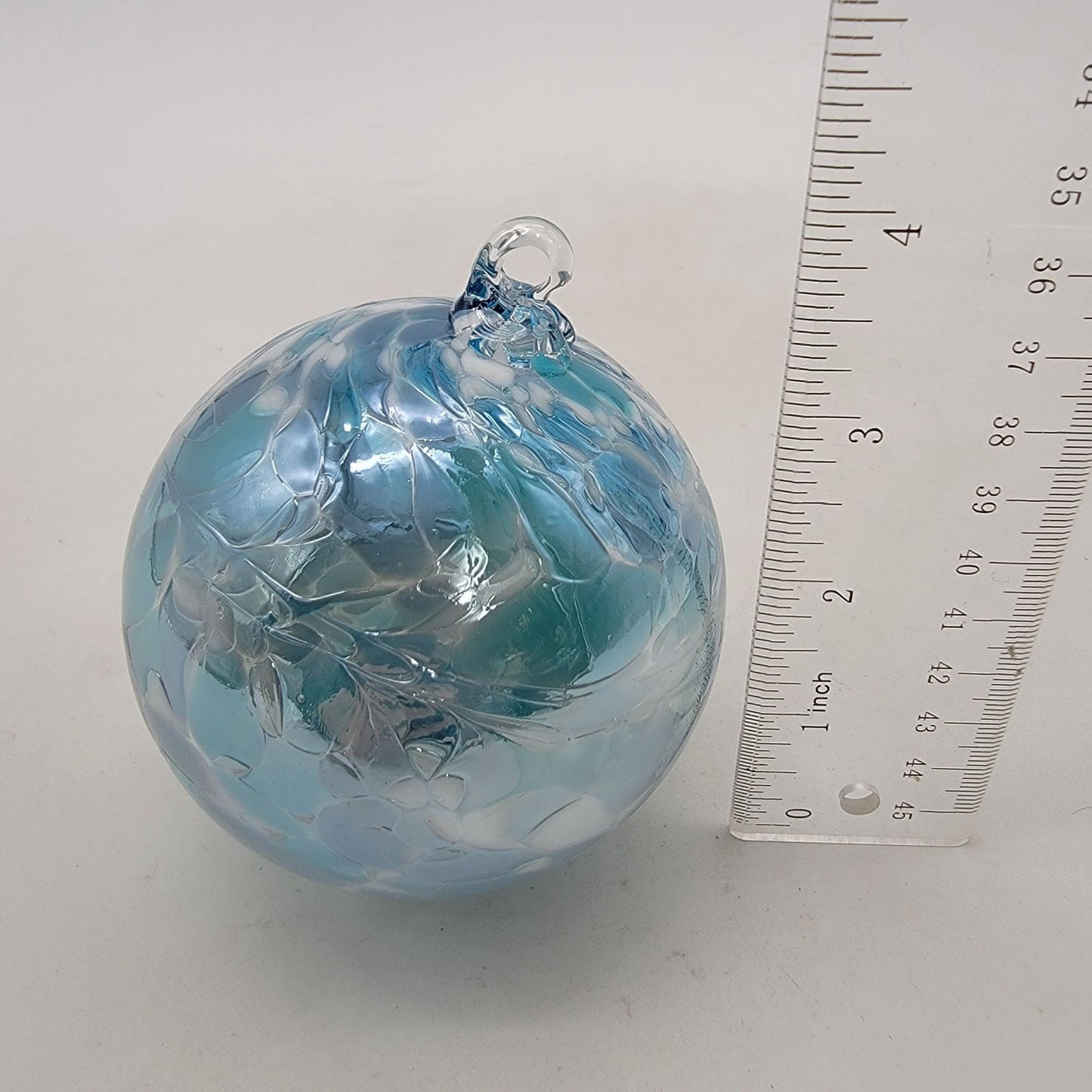 Handcrafted Anwas Art Glass Ornament Blue
