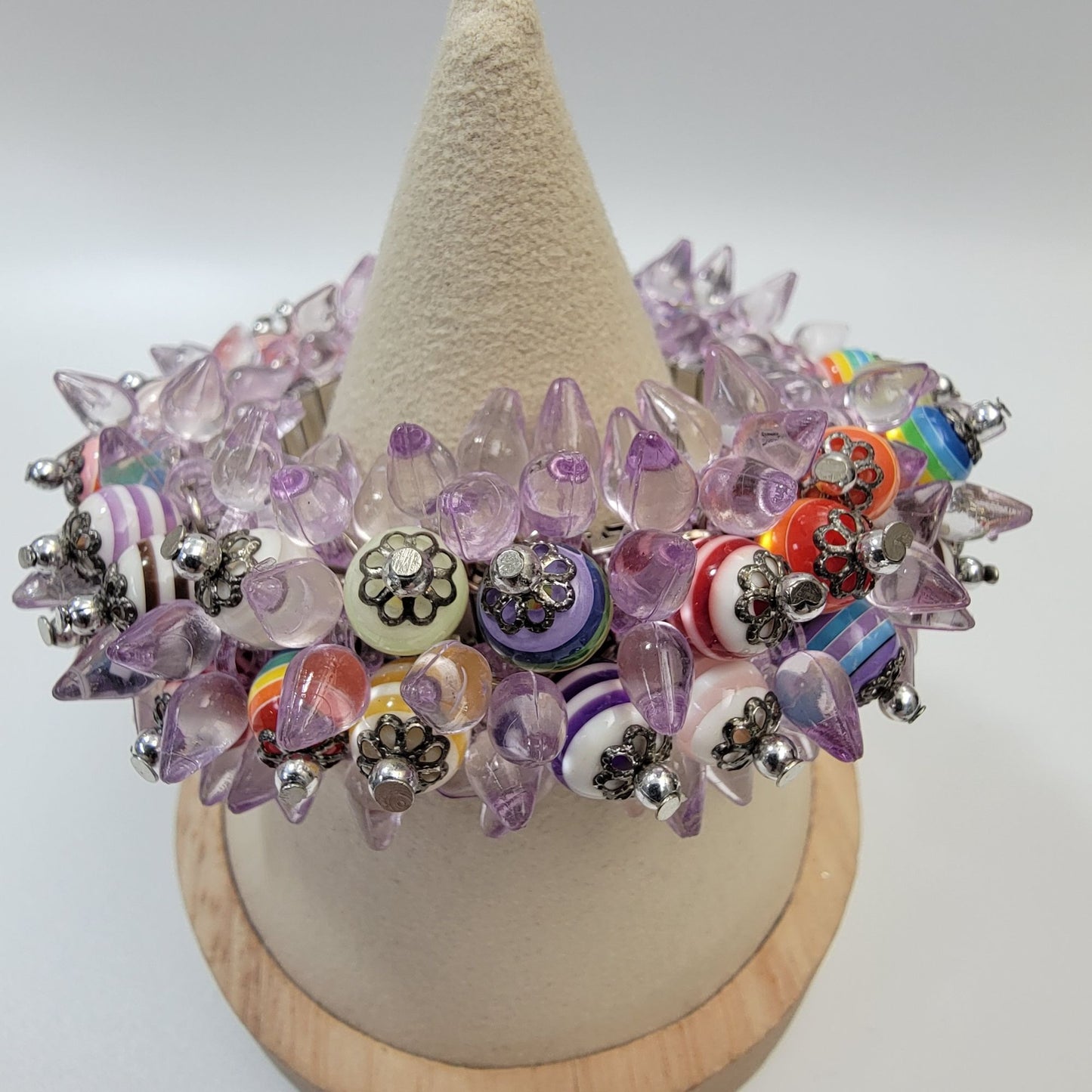 Unique Artisan Art Glass Beaded Cha-Cha Stretch Bracelet