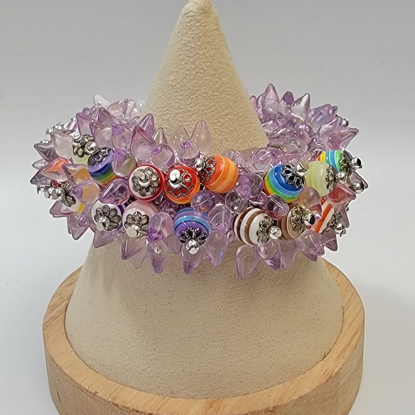 Unique Artisan Art Glass Beaded Cha-Cha Stretch Bracelet