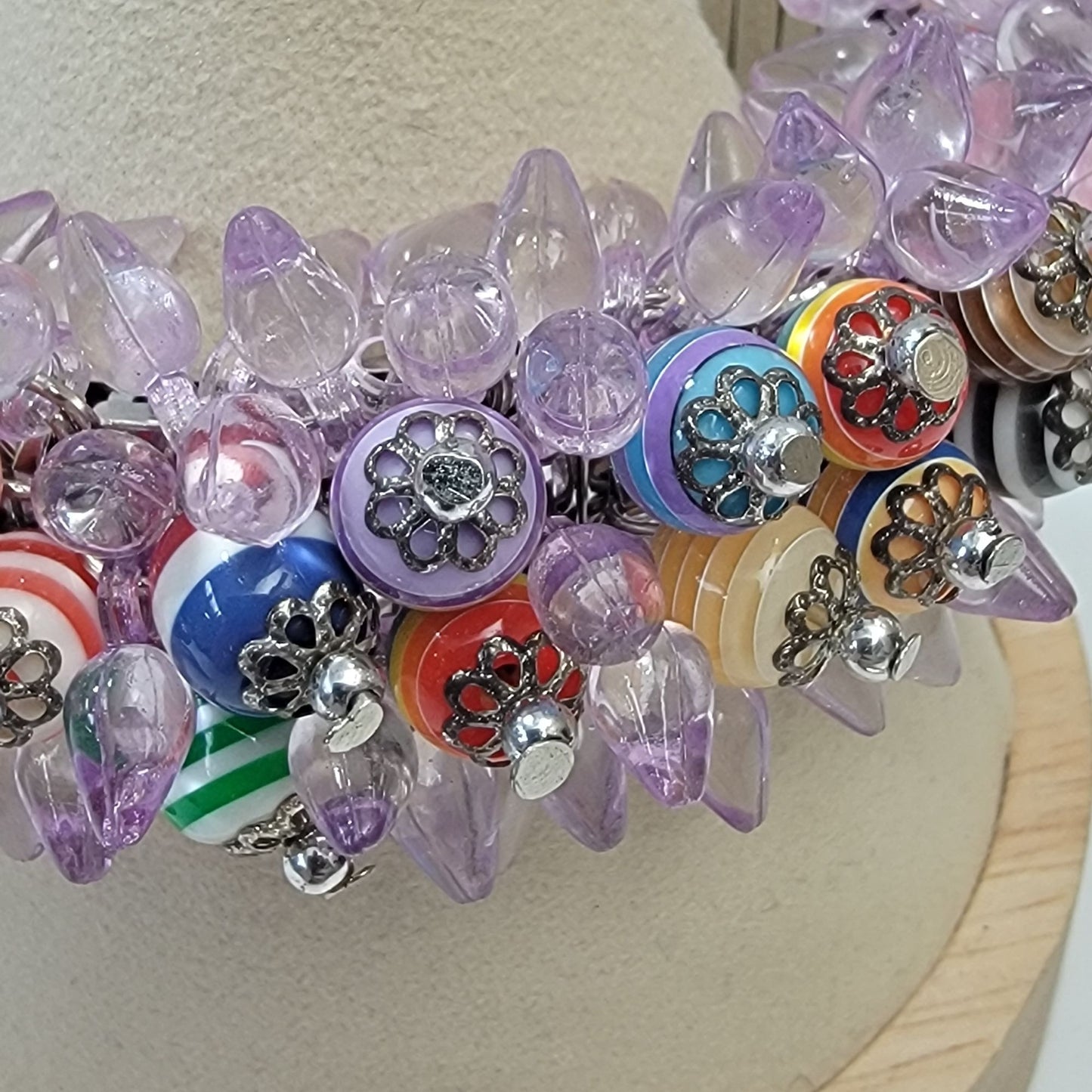 Unique Artisan Art Glass Beaded Cha-Cha Stretch Bracelet