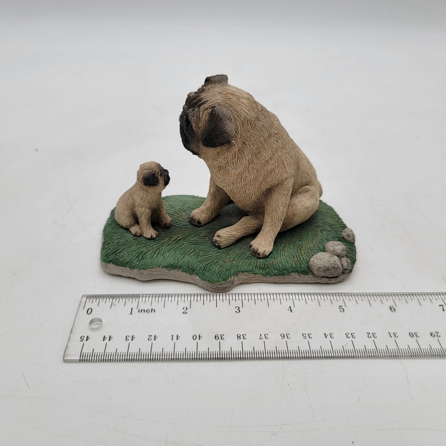 Vintage Sandicast Pug Dog Figurine Mother & Pup By Sandra Brue