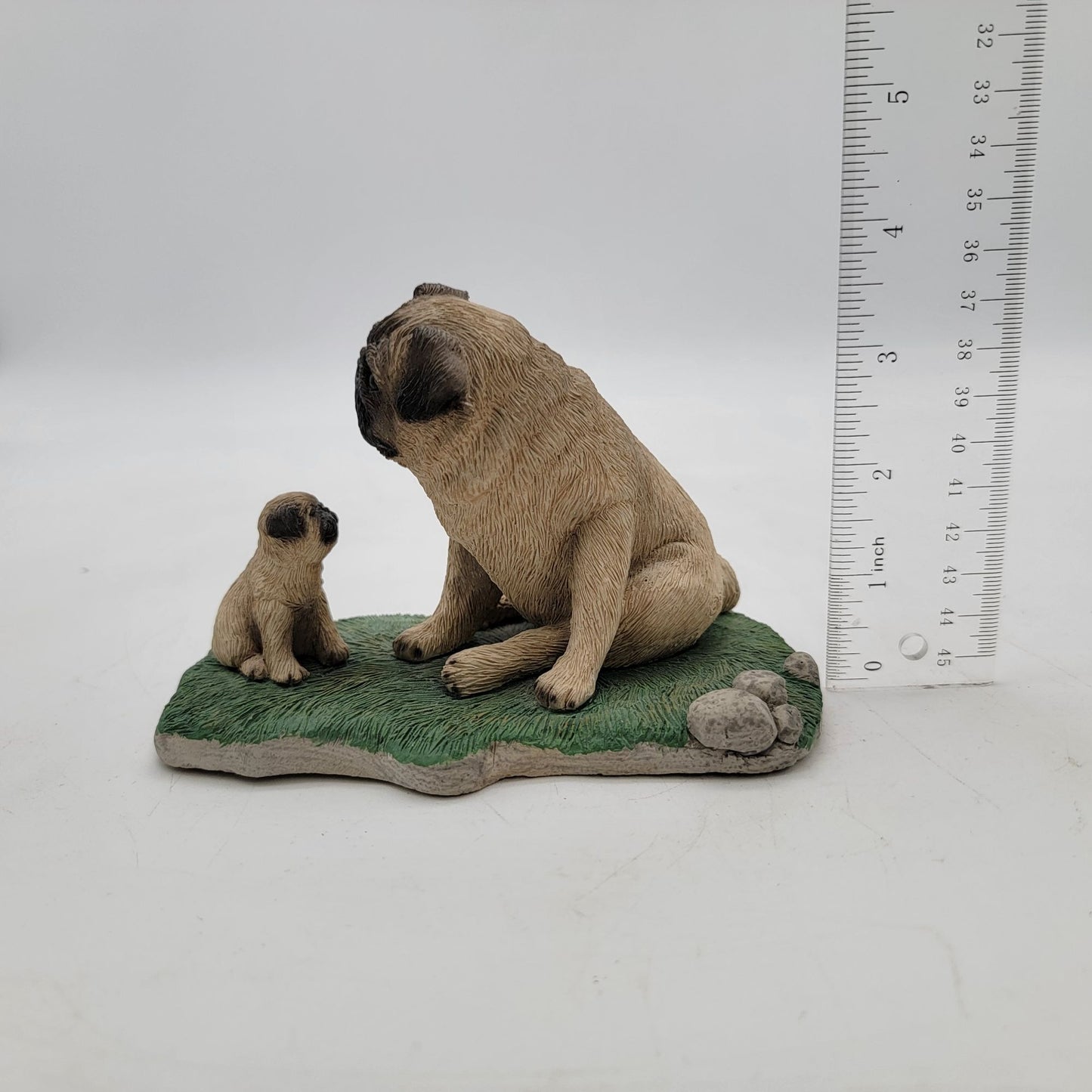 Vintage Sandicast Pug Dog Figurine Mother & Pup By Sandra Brue