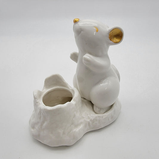 Vintage Allens Mouse Mini Planter With Gold Accents