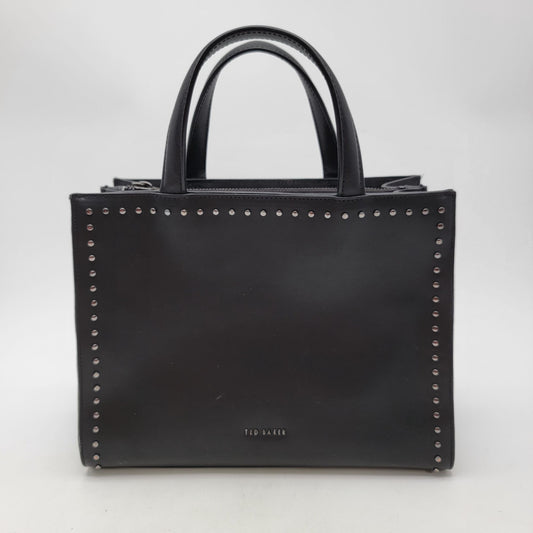 Ted Baker Black Leather Studded Top Handle Satchel Handbag