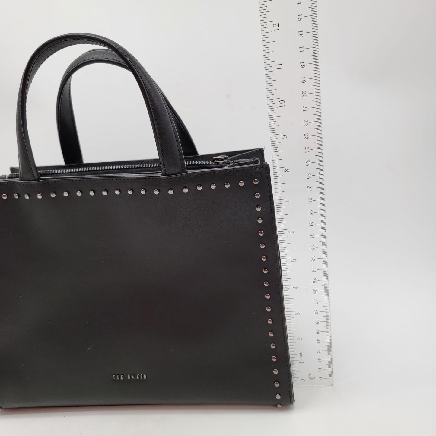 Ted Baker Black Leather Studded Top Handle Satchel Handbag