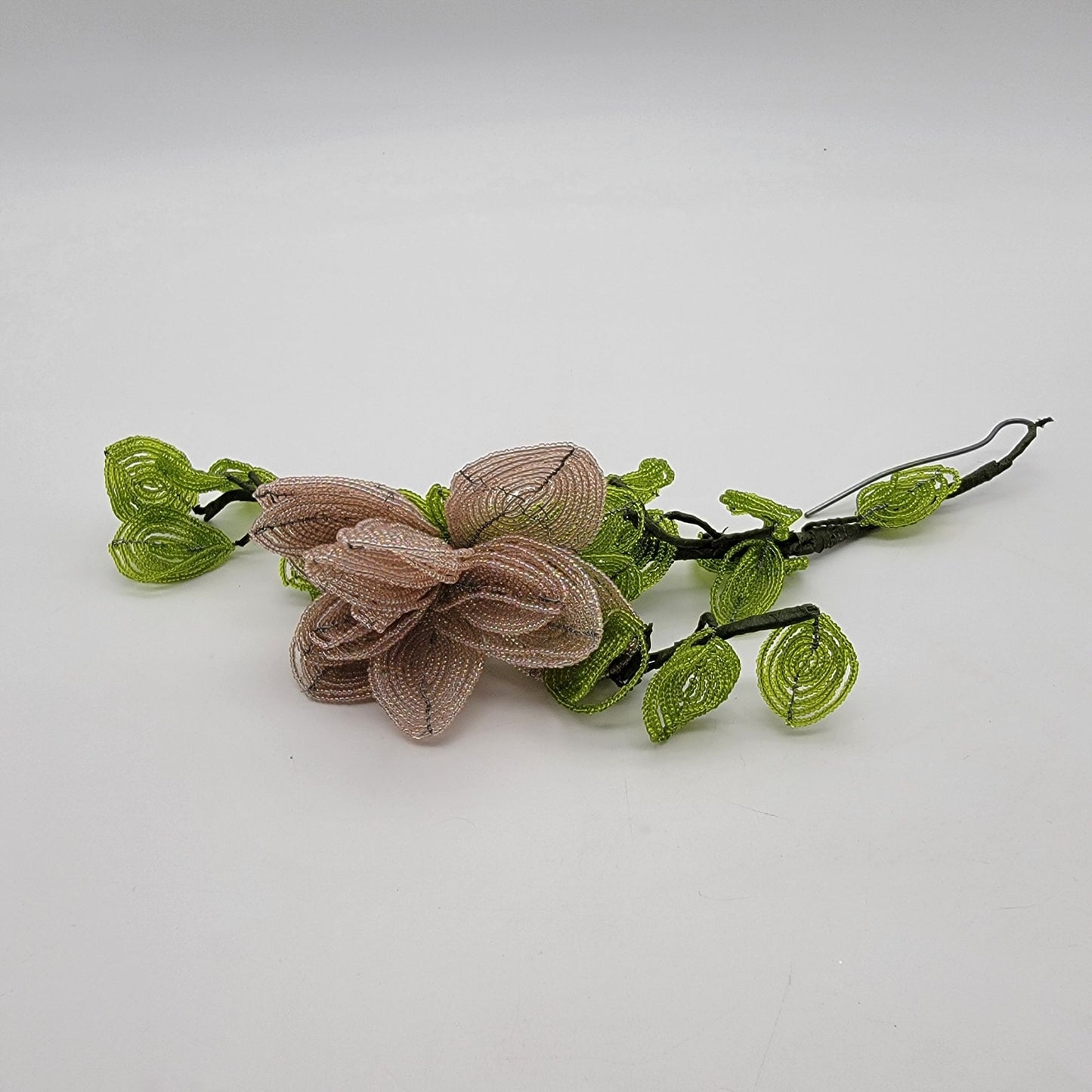 Vintage French Beaded Flower Spray Pink
