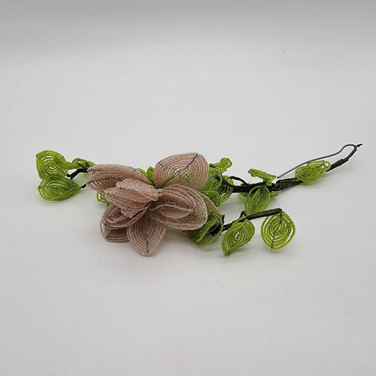 Vintage French Beaded Flower Spray Pink