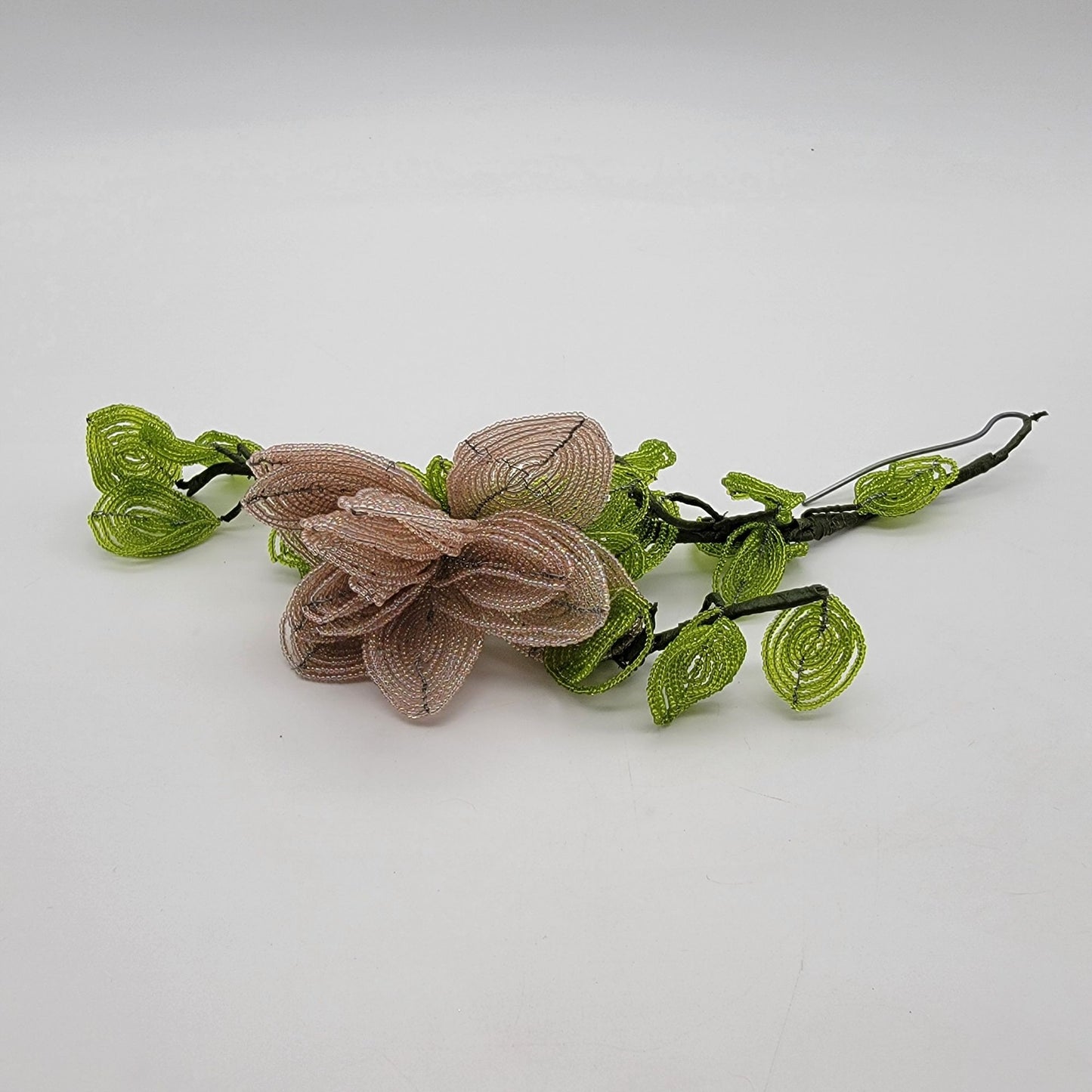 Vintage French Beaded Flower Spray Pink